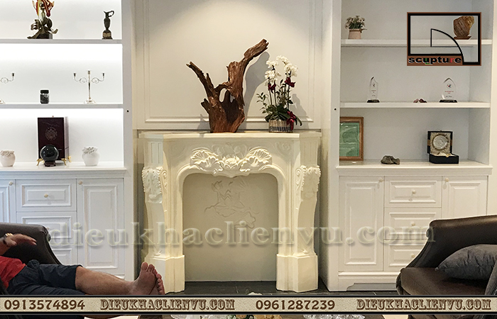 Lò sưởi điêu khắc đá nhân tạo cao cấp siêu bền